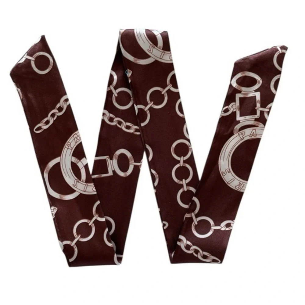 Brown Chain Link Paris Bag Scarf